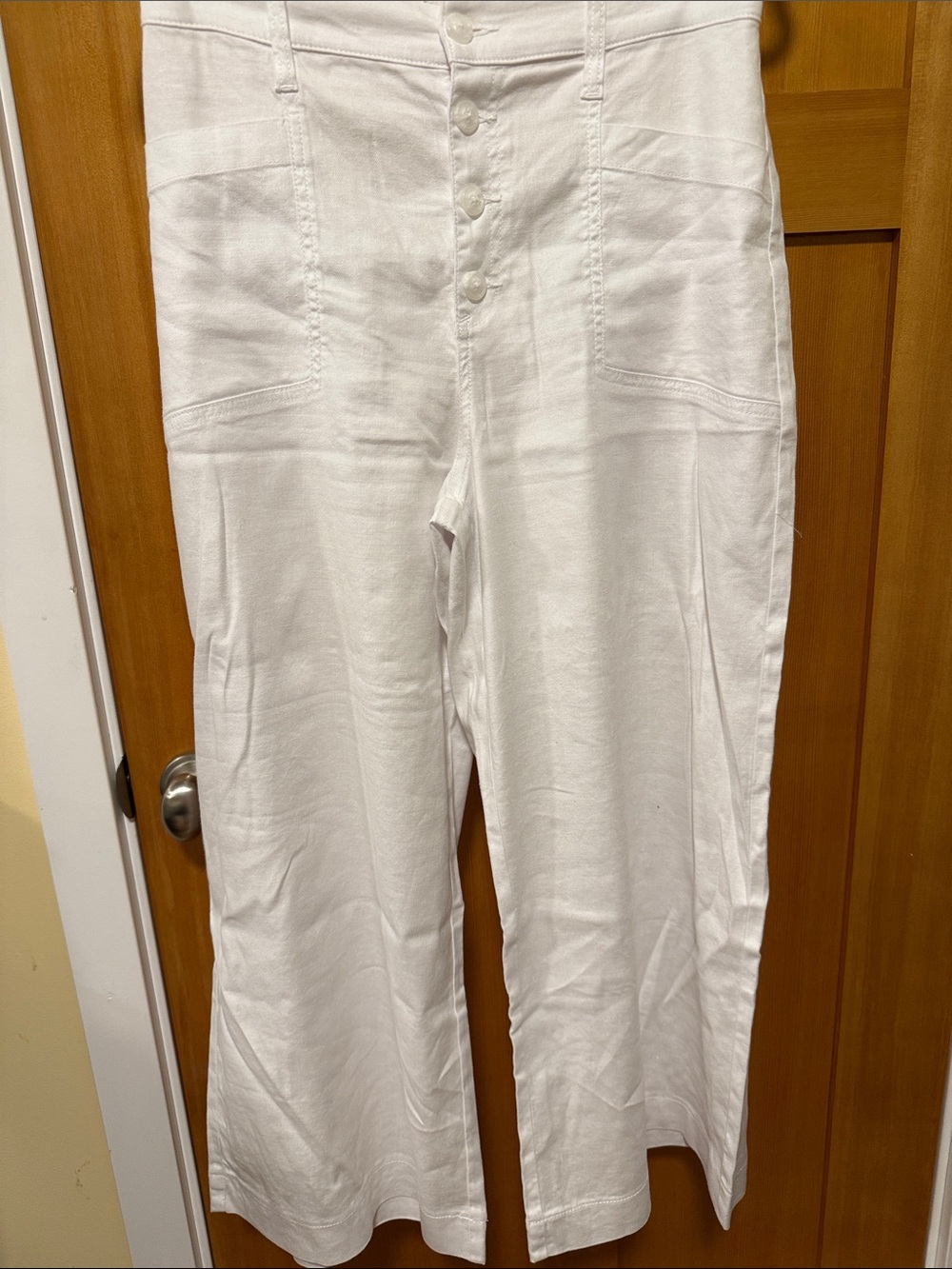 Women’s White High-Rise Wide-Leg Pants